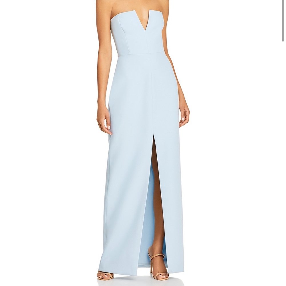 BCBGMAXAZRIA Strapless Crepe Gown, size 8, color Crystal